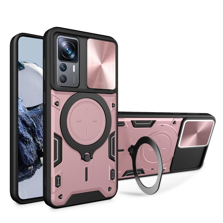 For Xiaomi 12T / 12T Pro CD Texture Sliding Camshield Magnetic Holder Phone Case(Pink) - free shipping - PMC TechLife - Order now!