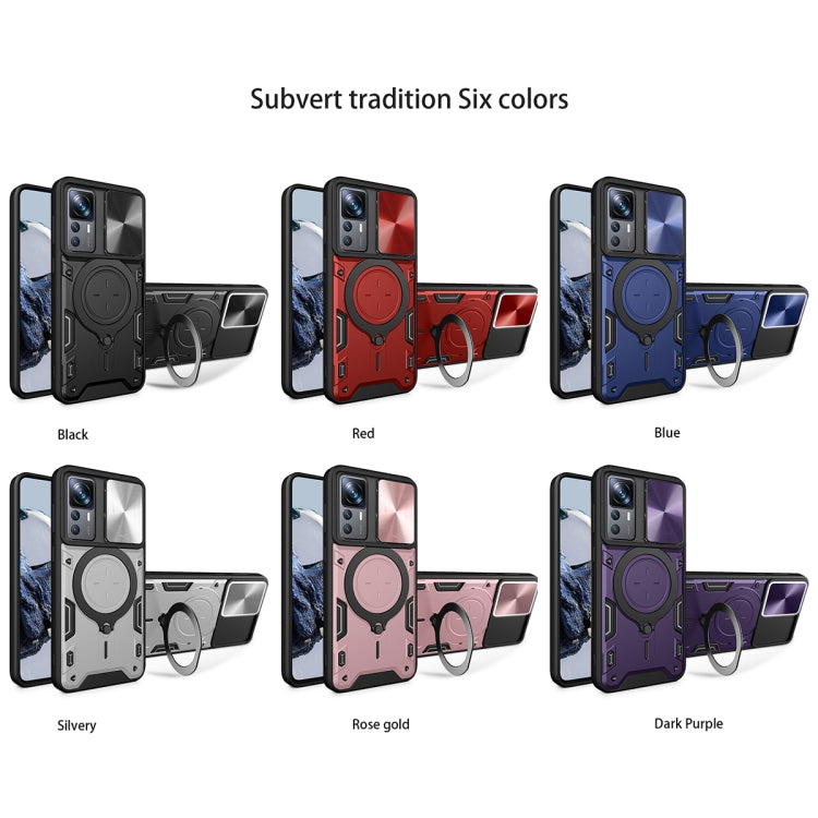 For Xiaomi 12T / 12T Pro CD Texture Sliding Camshield Magnetic Holder Phone Case(Purple) - free shipping - PMC TechLife - Order now!