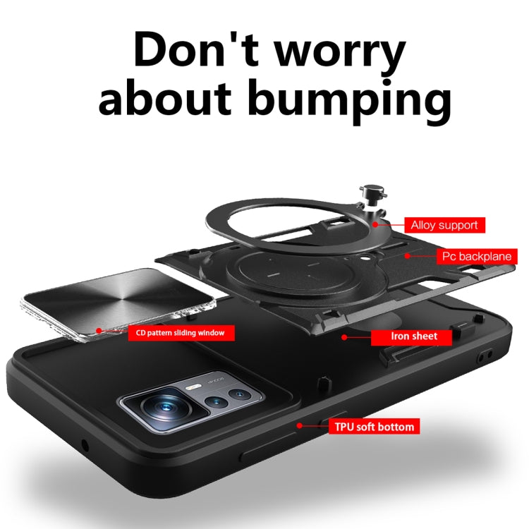 For Xiaomi 12T / 12T Pro CD Texture Sliding Camshield Magnetic Holder Phone Case(Purple) - free shipping - PMC TechLife - Order now!