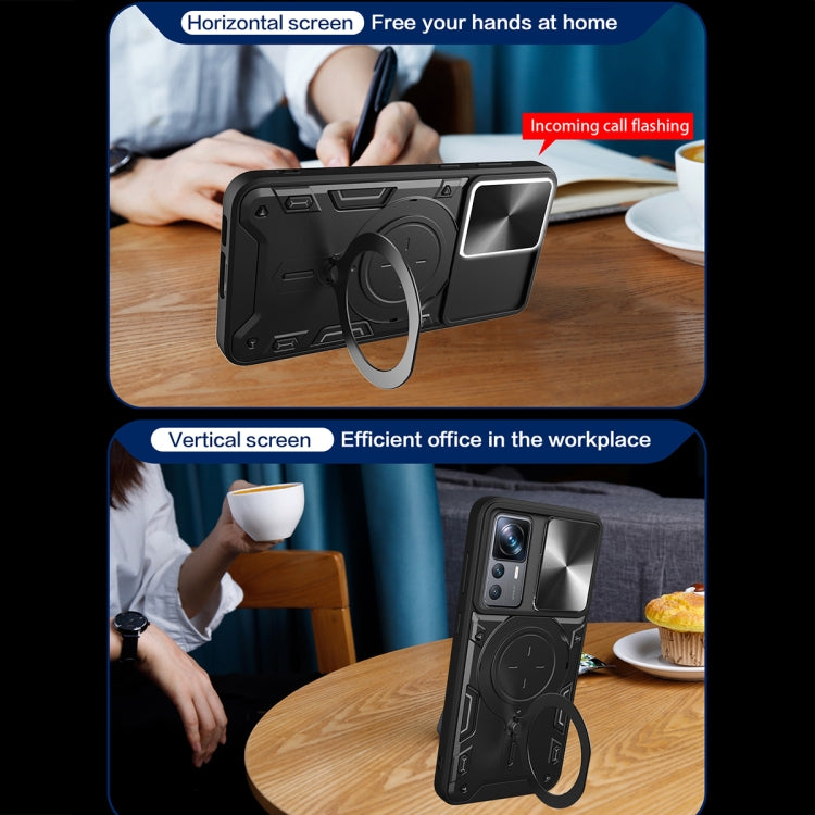 For Xiaomi 12T / 12T Pro CD Texture Sliding Camshield Magnetic Holder Phone Case(Purple) - free shipping - PMC TechLife - Order now!