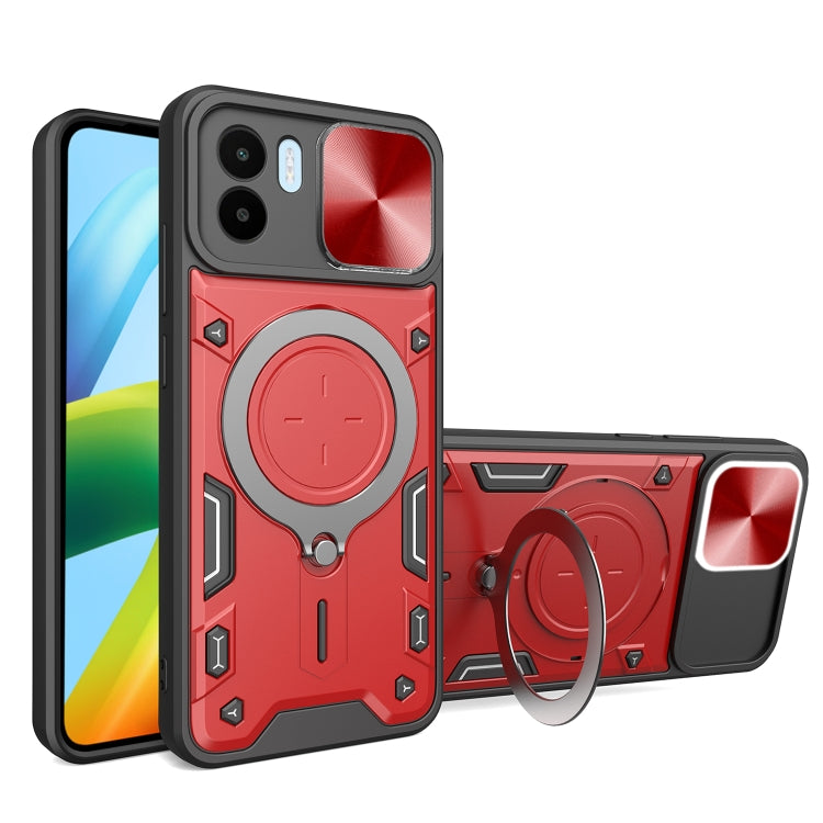 For Xiaomi Redmi A1 4G CD Texture Sliding Camshield Magnetic Holder Phone Case(Red) - free shipping - PMC TechLife - Order now!