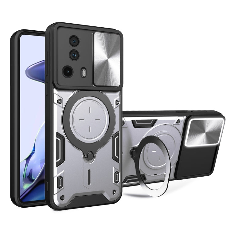 For Xiaomi 13 Lite / Civi 2 5G CD Texture Sliding Camshield Magnetic Holder Phone Case(Silver) - free shipping - PMC TechLife - Order now!