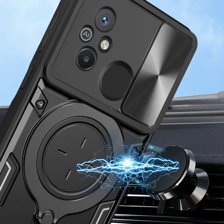 For Xiaomi Redmi 12C CD Texture Sliding Camshield Magnetic Holder Phone Case(Blue) - free shipping - PMC TechLife - Order now!