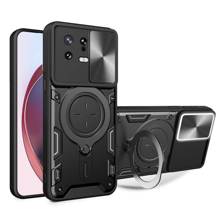 For Xiaomi 13 CD Texture Sliding Camshield Magnetic Holder Phone Case(Black) - free shipping - PMC TechLife - Order now!