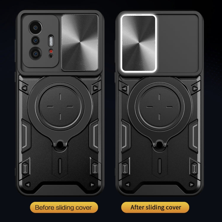 For Xiaomi 11T CD Texture Sliding Camshield Magnetic Holder Phone Case(Black) - free shipping - PMC TechLife - Order now!