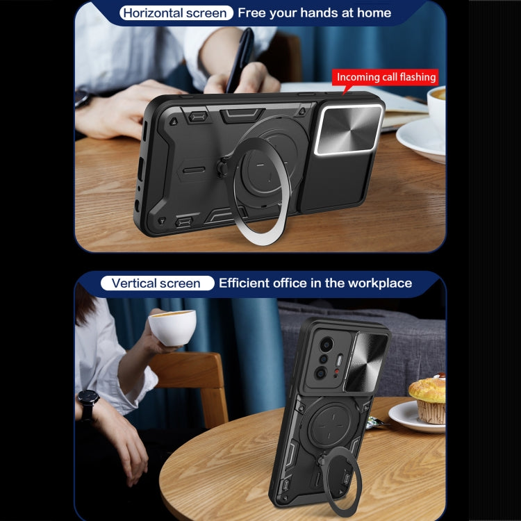 For Xiaomi 11T CD Texture Sliding Camshield Magnetic Holder Phone Case(Blue) - free shipping - PMC TechLife - Order now!