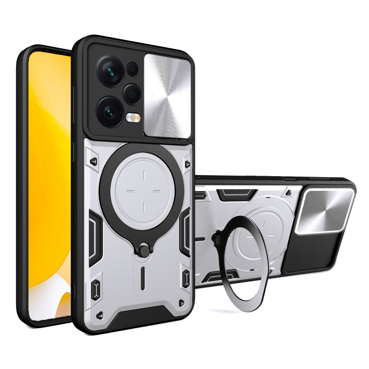 For Xiaomi Redmi Note 12 Pro 5G CD Texture Sliding Camshield Magnetic Holder Phone Case(Silver) - free shipping - PMC TechLife - Order now!