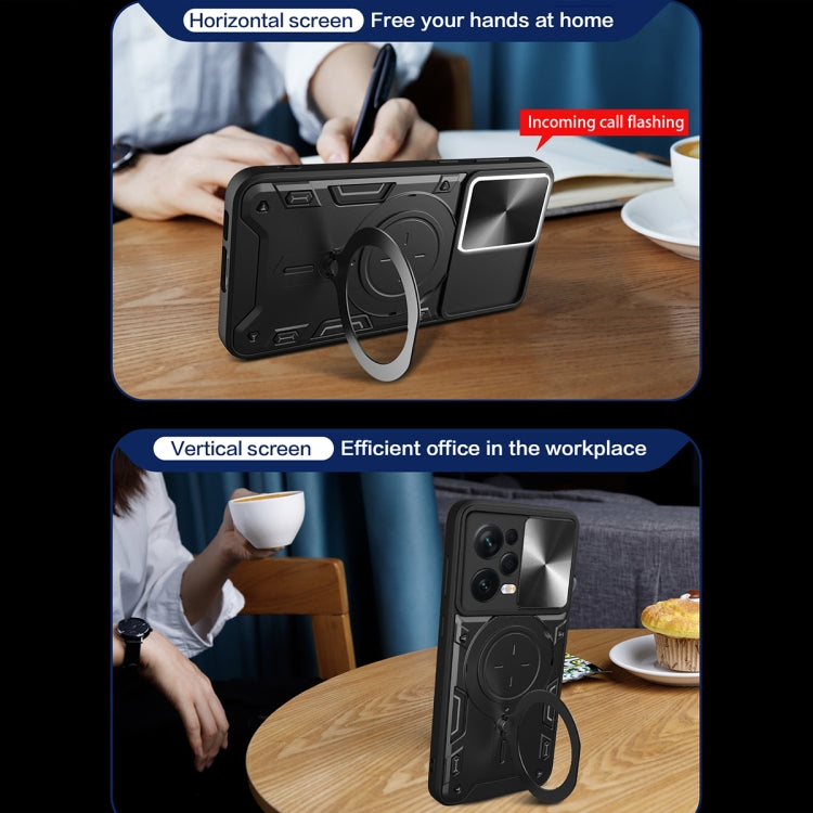 For Xiaomi Redmi Note 12 Pro 5G CD Texture Sliding Camshield Magnetic Holder Phone Case(Silver) - free shipping - PMC TechLife - Order now!