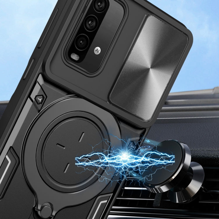 For Xiaomi Redmi Note 9 4G / Poco M3 CD Texture Sliding Camshield Magnetic Holder Phone Case(Blue) - free shipping - PMC TechLife - Order now!