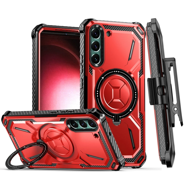 For Samsung Galaxy S21 5G Armor Series Holder Phone Case with Back Clip(Red) - free shipping - PMC TechLife - Order now!