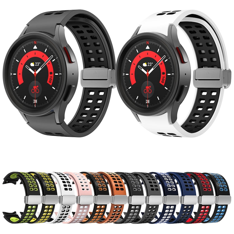 For Samsung Galaxy Watch5 Double-row Hole Folding Buckle Silicone Watch Band(Black) - Watch Bands by PMC TechLife | Online Shopping South Africa | PMC TechLife