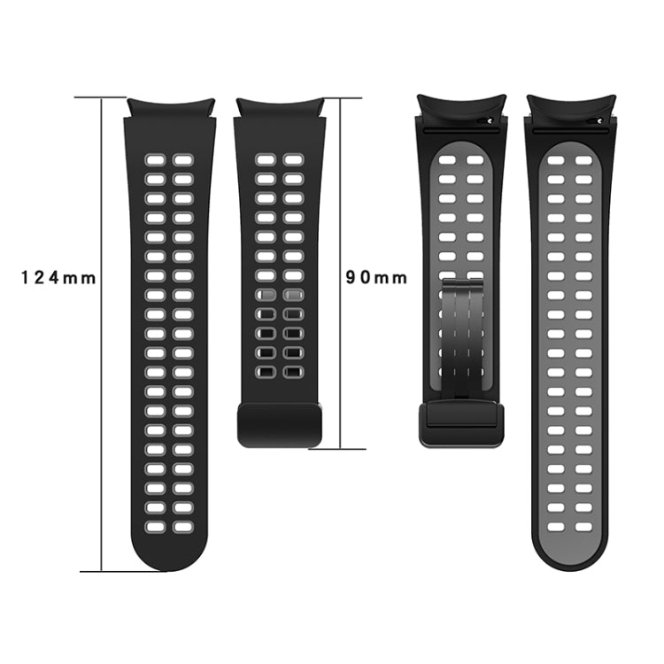 For Samsung Galaxy Watch5 Double-row Hole Folding Buckle Silicone Watch Band(Blue Black) - Watch Bands by PMC TechLife | Online Shopping South Africa | PMC TechLife