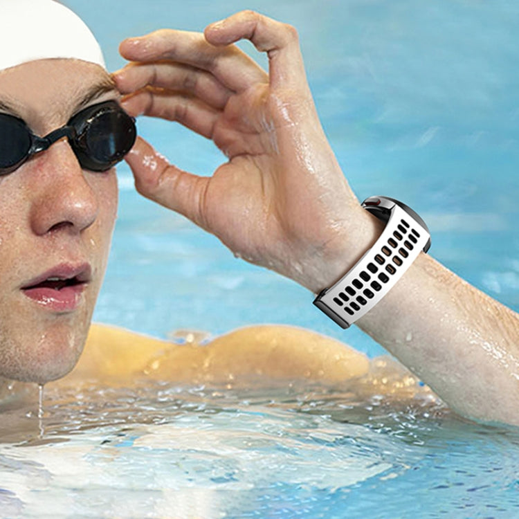 For Samsung Galaxy Watch5 Double-row Hole Folding Buckle Silicone Watch Band(White Black) - Watch Bands by PMC TechLife | Online Shopping South Africa | PMC TechLife