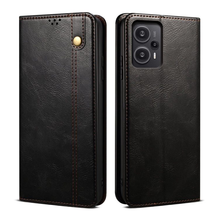 For Xiaomi Redmi Note 12 Turbo / Poco F5 Oil Wax Crazy Horse Texture Flip Leather Phone Case(Black) - free shipping - PMC TechLife - Order now!