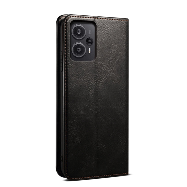 For Xiaomi Redmi Note 12 Turbo / Poco F5 Oil Wax Crazy Horse Texture Flip Leather Phone Case(Black) - free shipping - PMC TechLife - Order now!
