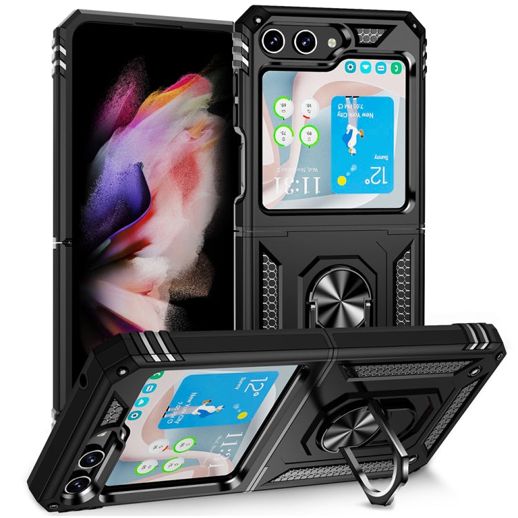 For Samsung Galaxy Z Flip5 Shockproof TPU + PC Phone Case with Holder(Black) - free shipping - PMC TechLife - Order now!