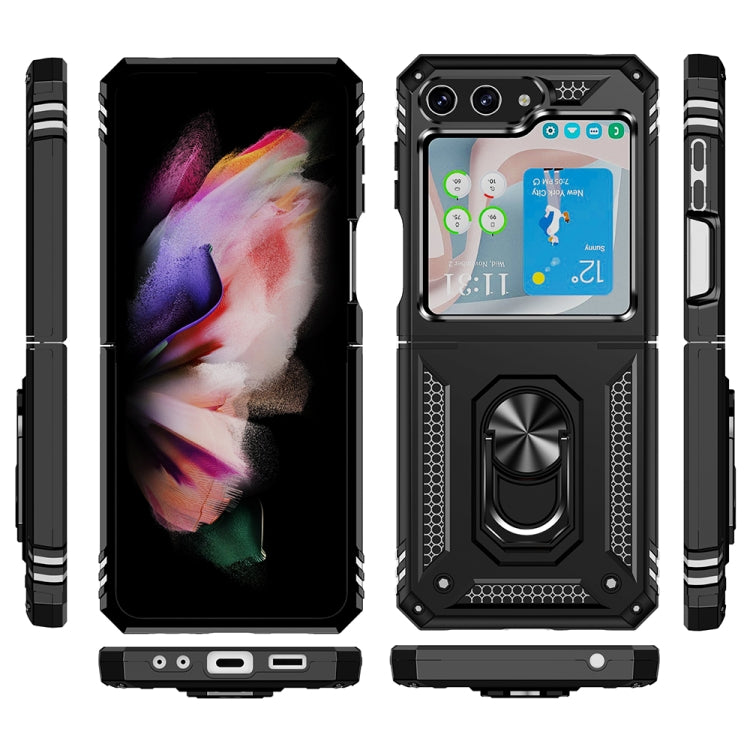 For Samsung Galaxy Z Flip5 Shockproof TPU + PC Phone Case with Holder(Black) - free shipping - PMC TechLife - Order now!