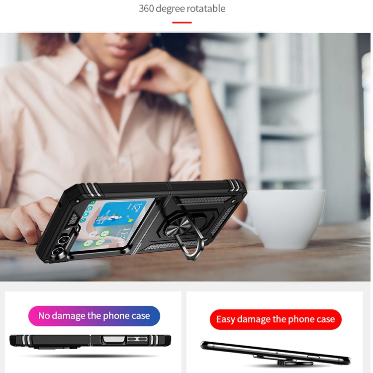 For Samsung Galaxy Z Flip5 Shockproof TPU + PC Phone Case with Holder(Black) - free shipping - PMC TechLife - Order now!