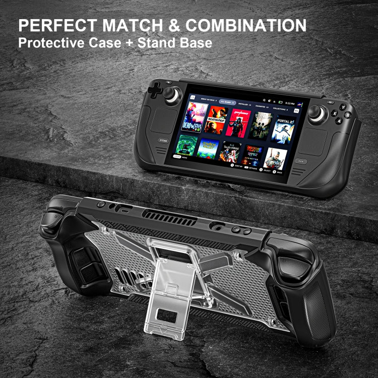 For Steam Deck Shockproof Game Console Case with Holder & Shoulder Strap(Black+Transparent) - Accessories by PMC TechLife | Online Shopping South Africa | PMC TechLife