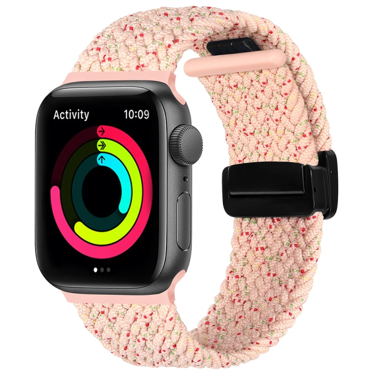 Magnetic Fold Clasp Woven Watch Band For Apple Watch SE 2022 44mm(Starlight Pink) - Watch Bands by PMC TechLife | Online Shopping South Africa | PMC TechLife