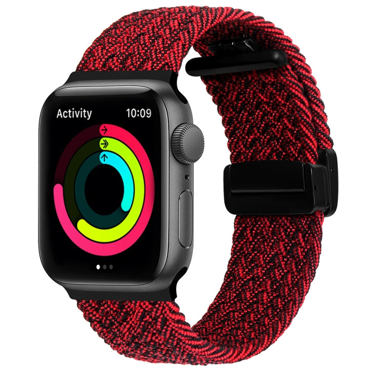 Magnetic Fold Clasp Woven Watch Band For Apple Watch 2 38mm(Black Sand Red) - Watch Bands by PMC TechLife | Online Shopping South Africa | PMC TechLife