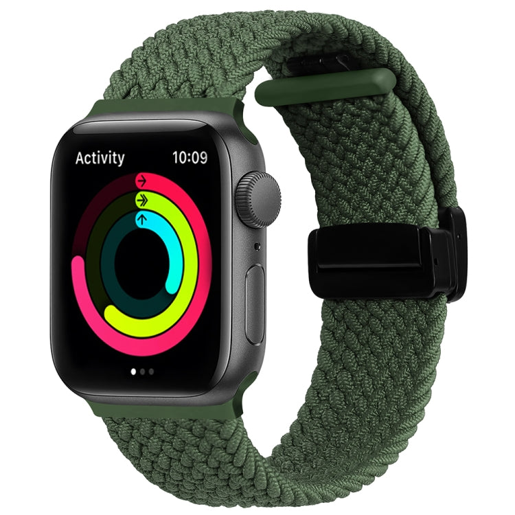 Magnetic Fold Clasp Woven Watch Band For Apple Watch SE 2023 44mm(Green) - Watch Bands by PMC TechLife | Online Shopping South Africa | PMC TechLife