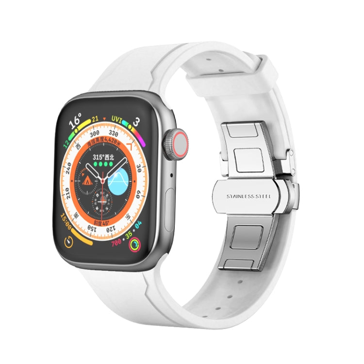 Metal Butterfly Buckle Silicone Watch Band For Apple Watch 5 40mm(White) - Watch Bands by PMC TechLife | Online Shopping South Africa | PMC TechLife