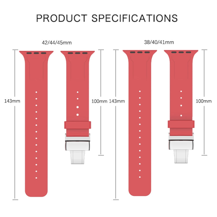 Metal Butterfly Buckle Silicone Watch Band For Apple Watch 3 38mm(Red) - Watch Bands by PMC TechLife | Online Shopping South Africa | PMC TechLife