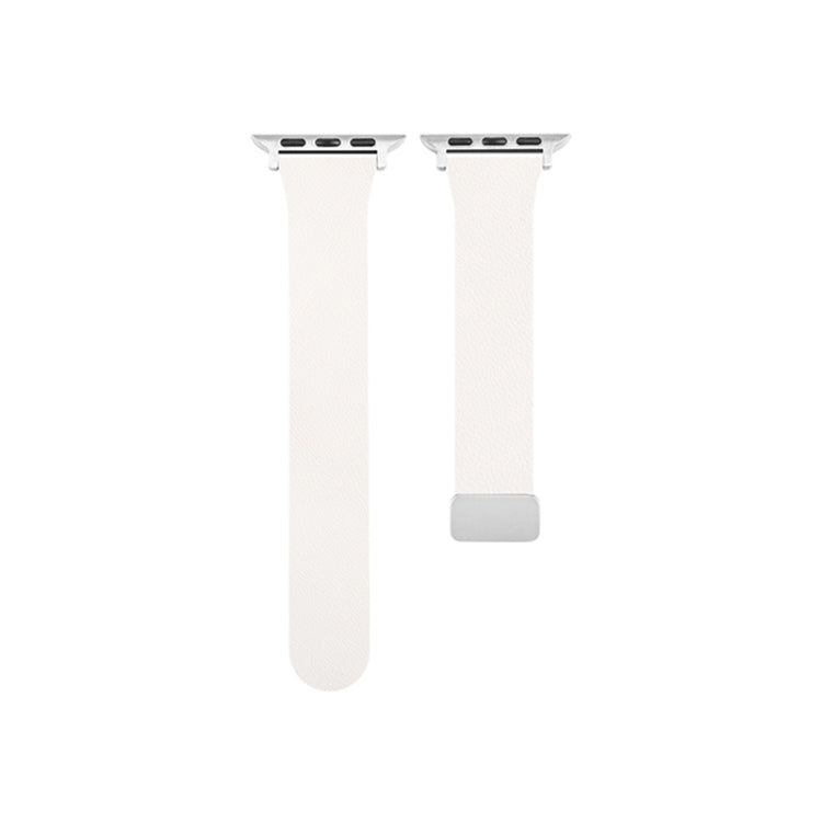 Sheepskin Texture Magnetic Folding Buckle Watch Band For Apple Watch 7 41mm(White) - Watch Bands by PMC TechLife | Online Shopping South Africa | PMC TechLife
