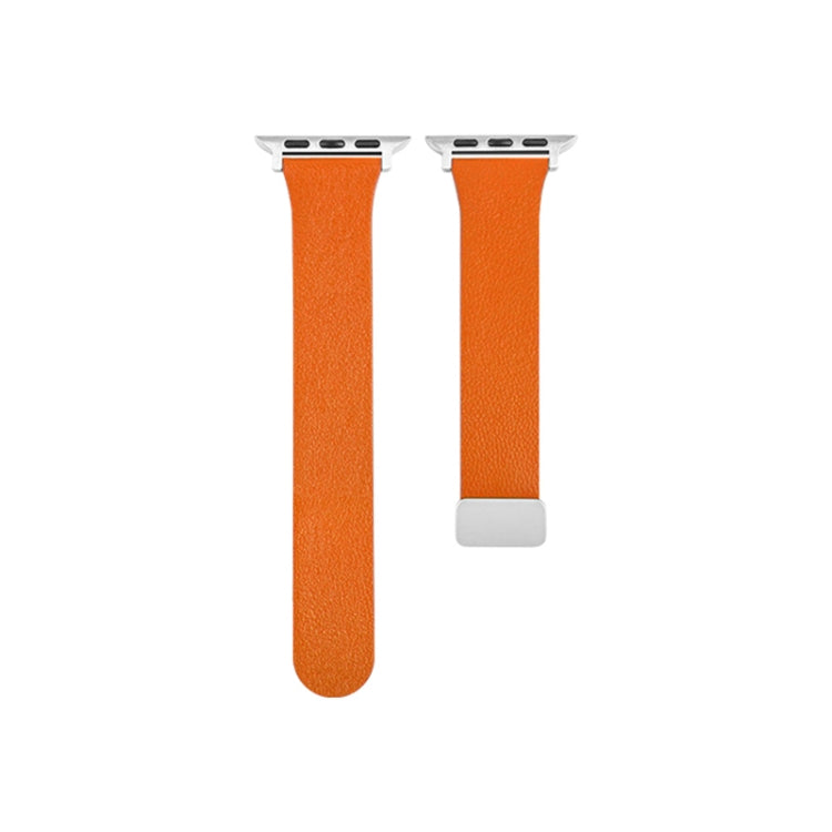 Sheepskin Texture Magnetic Folding Buckle Watch Band For Apple Watch 42mm(Orange) - Watch Bands by PMC TechLife | Online Shopping South Africa | PMC TechLife