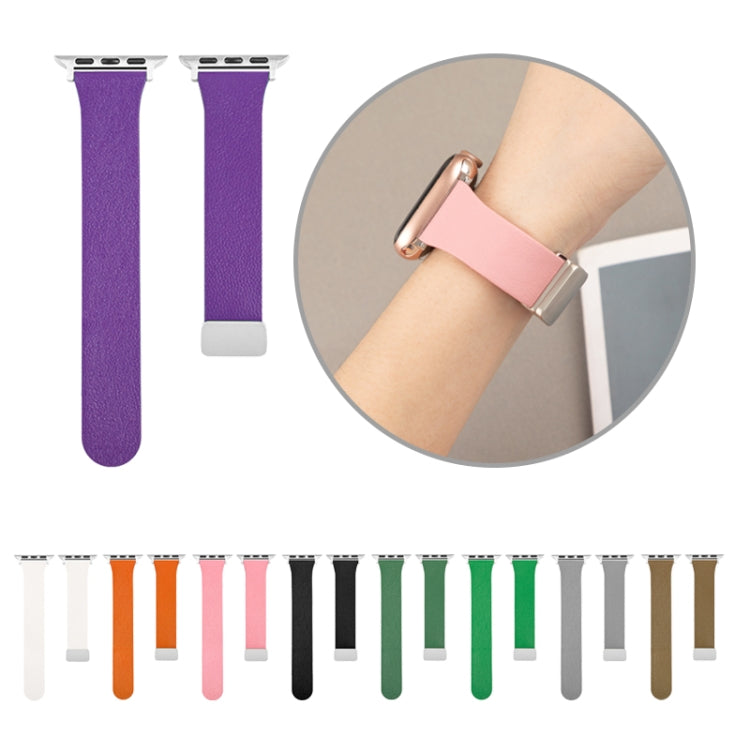 Sheepskin Texture Magnetic Folding Buckle Watch Band For Apple Watch 9 41mm(Orange) - Watch Bands by PMC TechLife | Online Shopping South Africa | PMC TechLife