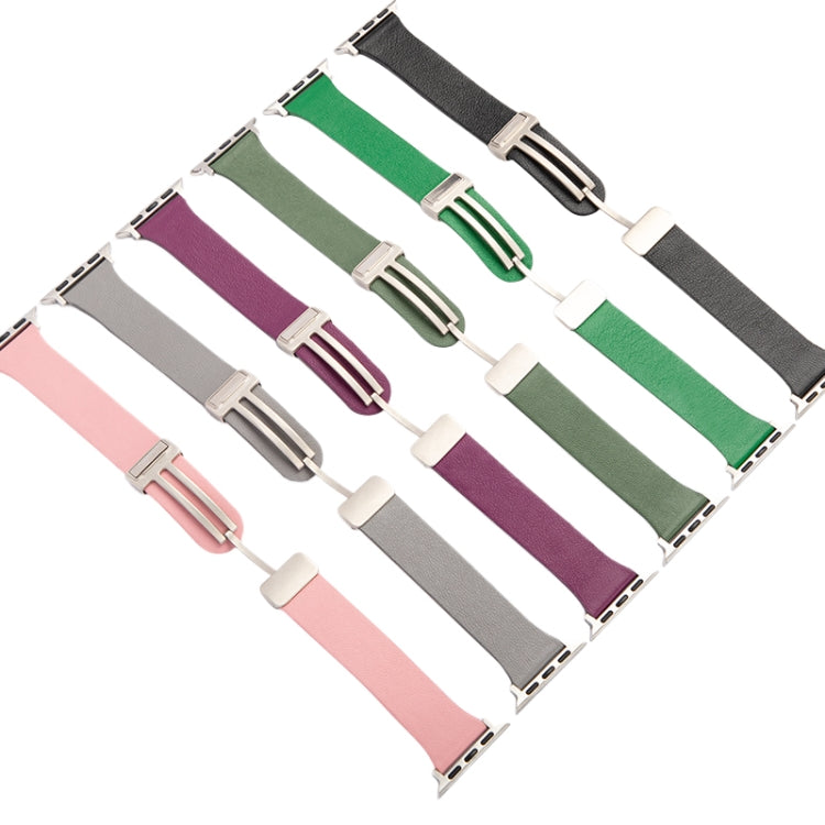 Sheepskin Texture Magnetic Folding Buckle Watch Band For Apple Watch 2 38mm(Grey Green) - Watch Bands by PMC TechLife | Online Shopping South Africa | PMC TechLife