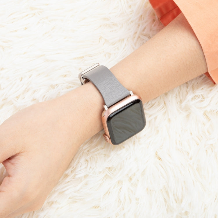 Sheepskin Texture Magnetic Folding Buckle Watch Band For Apple Watch 4 40mm(Grey) - Watch Bands by PMC TechLife | Online Shopping South Africa | PMC TechLife