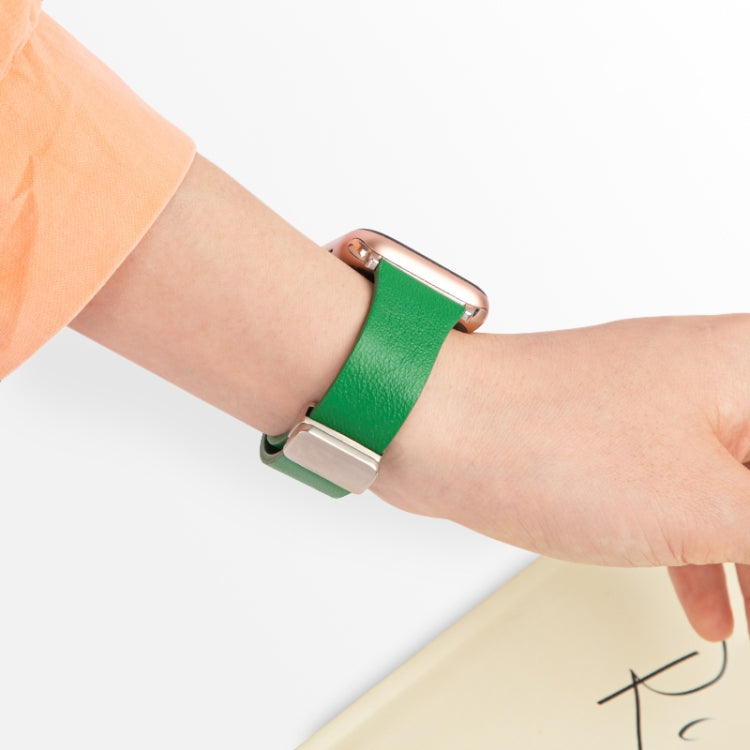 Sheepskin Texture Magnetic Folding Buckle Watch Band For Apple Watch 8 45mm(Black) - Watch Bands by PMC TechLife | Online Shopping South Africa | PMC TechLife