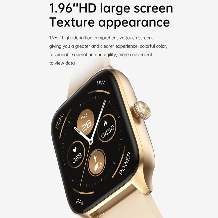 T19 Pro 1.96 inch IP67 Waterproof Silicone Band Smart Watch, Supports Dual-mode Bluetooth Call / Heart Rate Monitoring(Gold) - Smart Watches by PMC TechLife | Online Shopping South Africa | PMC TechLife