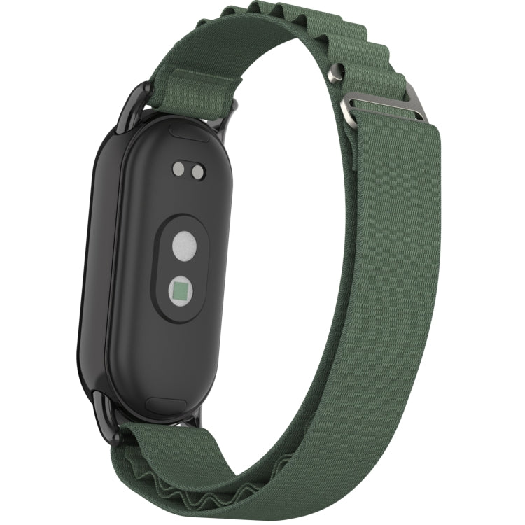 For Xiaomi Mi Band 8 Metal Plug Loop Nylon Watch Band(Black+Army Green) - Watch Bands by PMC TechLife | Online Shopping South Africa | PMC TechLife