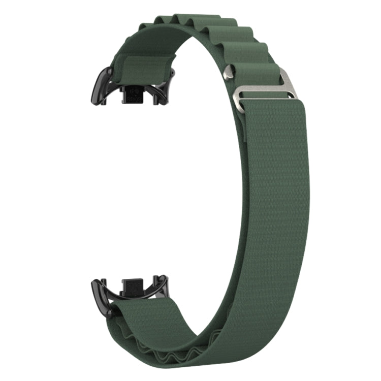 For Xiaomi Mi Band 8 Metal Plug Loop Nylon Watch Band(Black+Army Green) - Watch Bands by PMC TechLife | Online Shopping South Africa | PMC TechLife