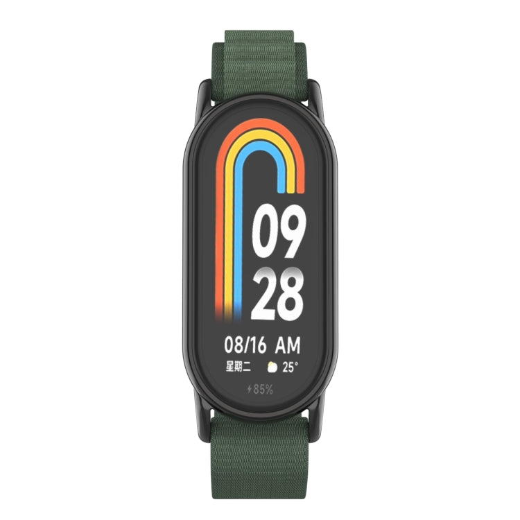 For Xiaomi Mi Band 8 Metal Plug Loop Nylon Watch Band(Black+Army Green) - Watch Bands by PMC TechLife | Online Shopping South Africa | PMC TechLife