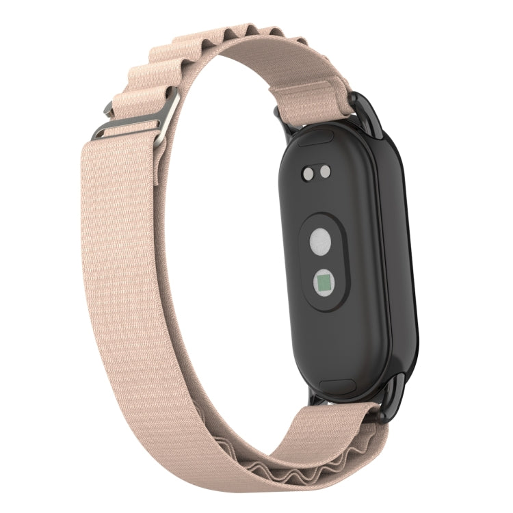For Xiaomi Mi Band 8 Metal Plug Loop Nylon Watch Band(Black+Apricot) - Watch Bands by PMC TechLife | Online Shopping South Africa | PMC TechLife