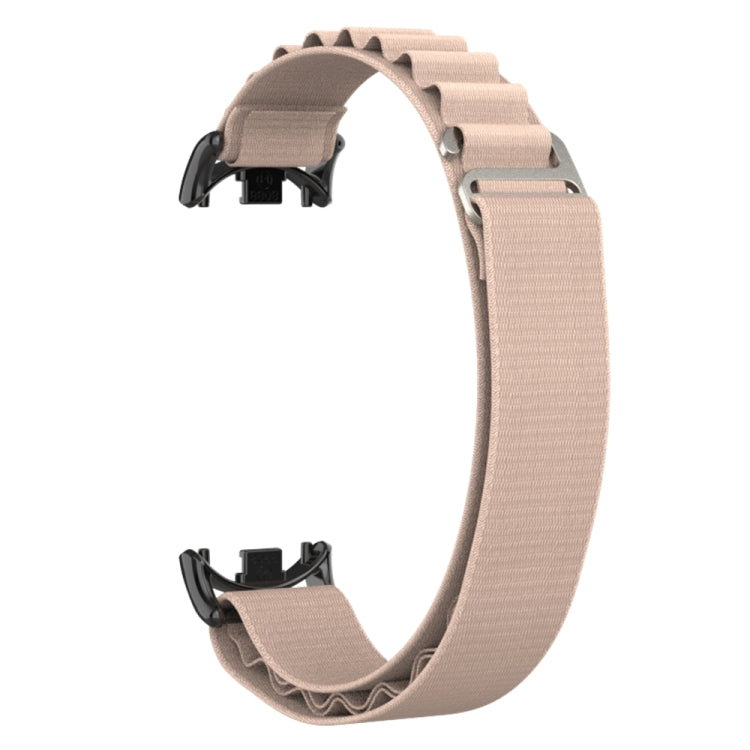 For Xiaomi Mi Band 8 Metal Plug Loop Nylon Watch Band(Black+Apricot) - Watch Bands by PMC TechLife | Online Shopping South Africa | PMC TechLife
