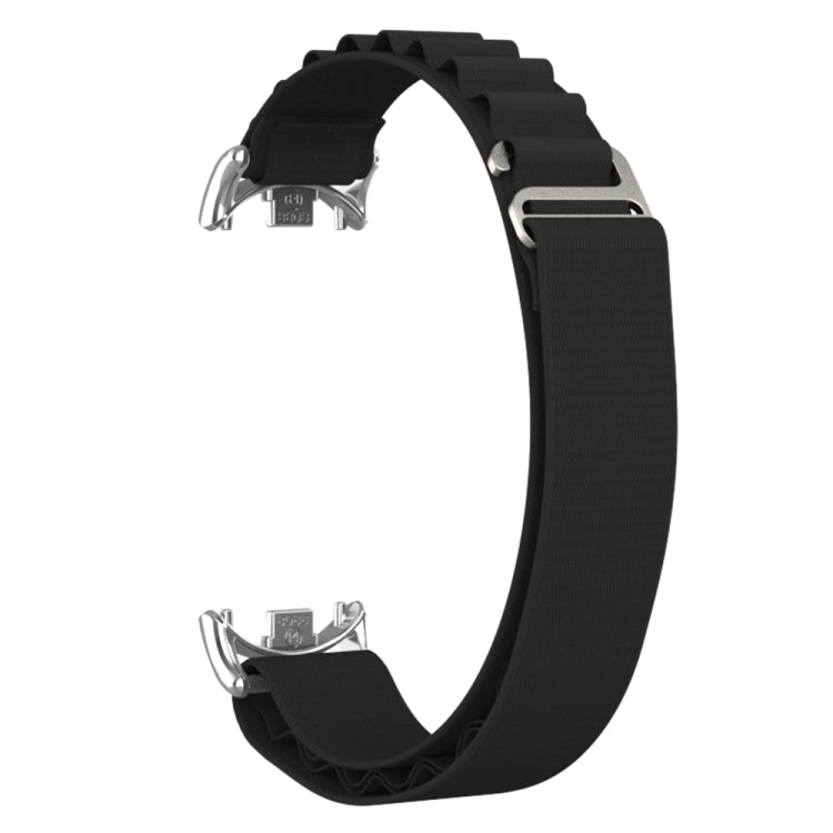 For Xiaomi Mi Band 8 Metal Plug Loop Nylon Watch Band(Silver+Black) - Watch Bands by PMC TechLife | Online Shopping South Africa | PMC TechLife