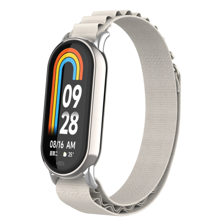 For Xiaomi Mi Band 8 Metal Plug Loop Nylon Watch Band(Silver+Starlight) - Watch Bands by PMC TechLife | Online Shopping South Africa | PMC TechLife