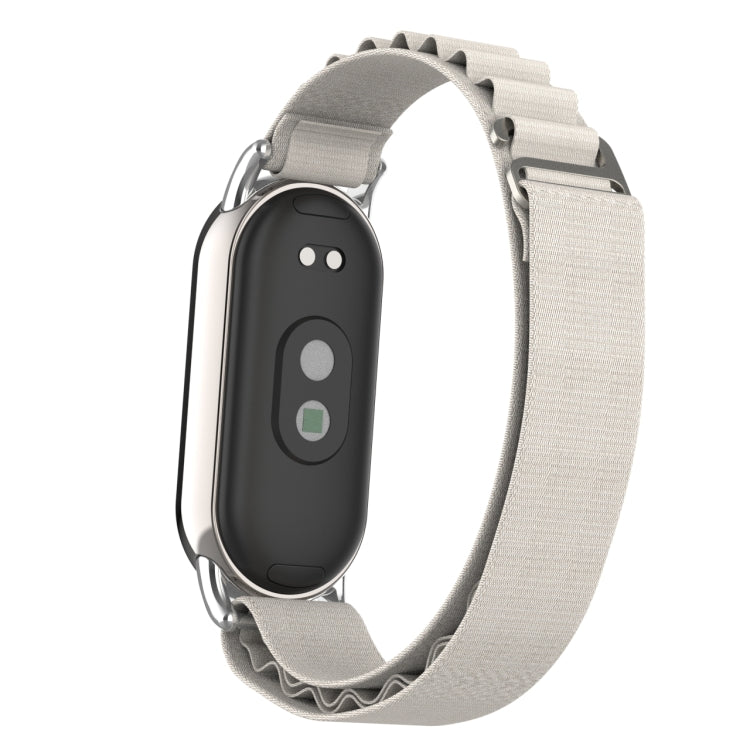 For Xiaomi Mi Band 8 Metal Plug Loop Nylon Watch Band(Silver+Starlight) - Watch Bands by PMC TechLife | Online Shopping South Africa | PMC TechLife