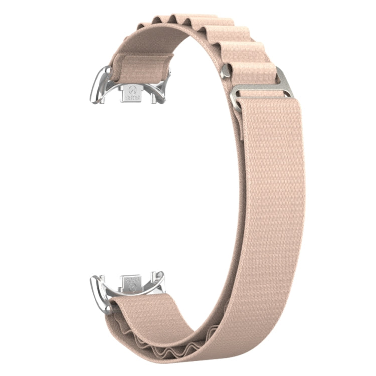 For Xiaomi Mi Band 8 Metal Plug Loop Nylon Watch Band(Silver+Apricot) - Watch Bands by PMC TechLife | Online Shopping South Africa | PMC TechLife
