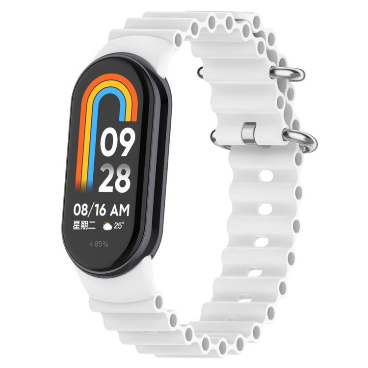 For Xiaomi Mi Band 8 Ocean Silicone Watch Band(White) - Watch Bands by PMC TechLife | Online Shopping South Africa | PMC TechLife