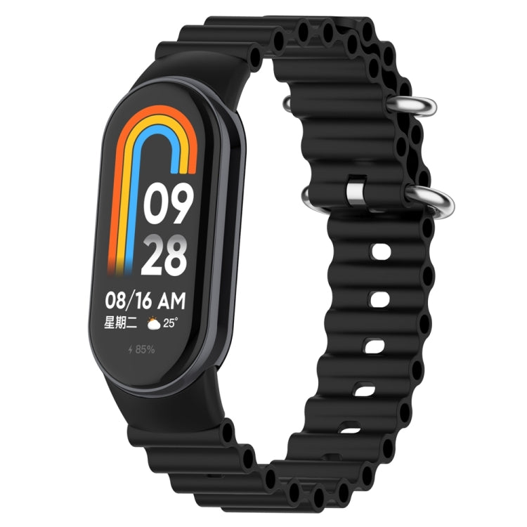 For Xiaomi Mi Band 8 Ocean Silicone Watch Band(Black) - Watch Bands by PMC TechLife | Online Shopping South Africa | PMC TechLife