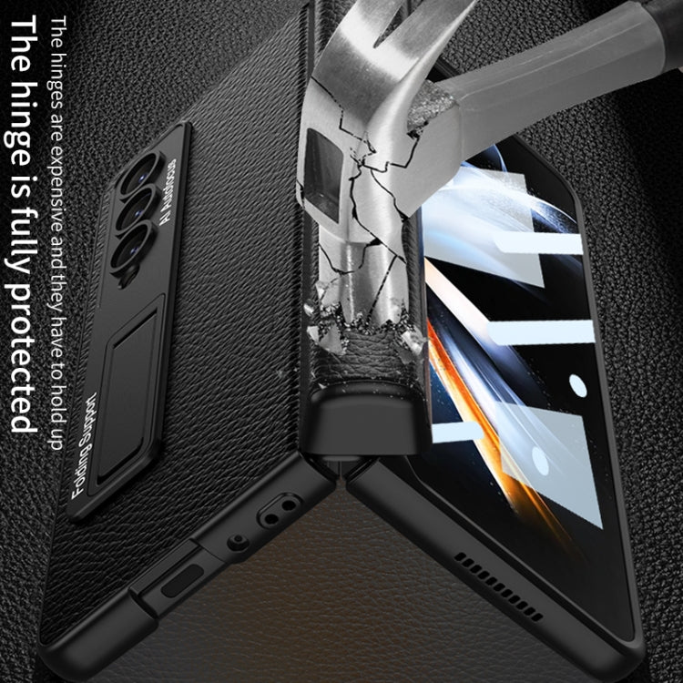 For Samsung Galaxy Z Fold4 GKK Integrated Fold Hinge Leather Phone Case with Holder(Green) - free shipping - PMC TechLife - Order now!