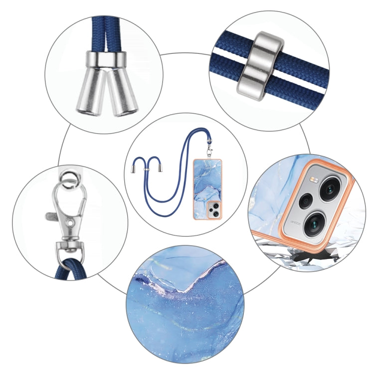 For Xiaomi Redmi Note 12 Pro+ Electroplating Marble Dual-side IMD Phone Case with Lanyard(Blue 018) - free shipping - PMC TechLife - Order now!