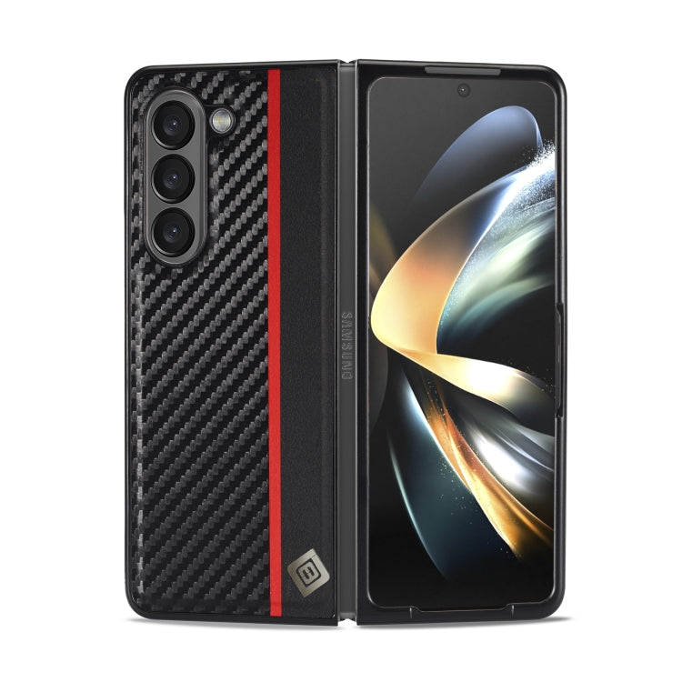 For Samsung Galaxy Z Fold5 LC.IMEEKE Carbon Fiber PU + TPU Horizontal Flip Leather Phone Case(Vertical Black) - free shipping - PMC TechLife - Order now!