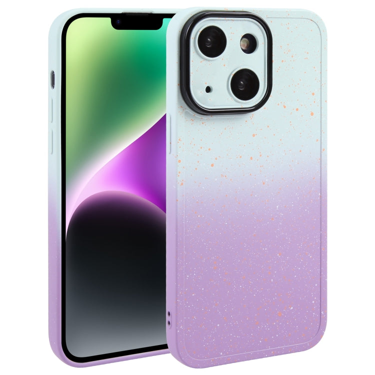 For iPhone 14 Plus Gradient Starry Silicone Phone Case with Lens Film(White Purple) - free shipping - PMC TechLife - Order now!